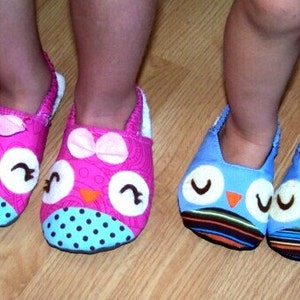 Owl Sewing Pattern Slippers for children PDF DOWNLOAD Size 6-12 1/2 USA/Canadian Approximately age 24 months-5 years old image 4