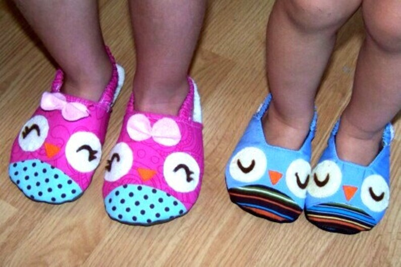 Owl Sewing Pattern Slippers for children PDF DOWNLOAD Size 6-12 1/2 USA/Canadian Approximately age 24 months-5 years old image 4