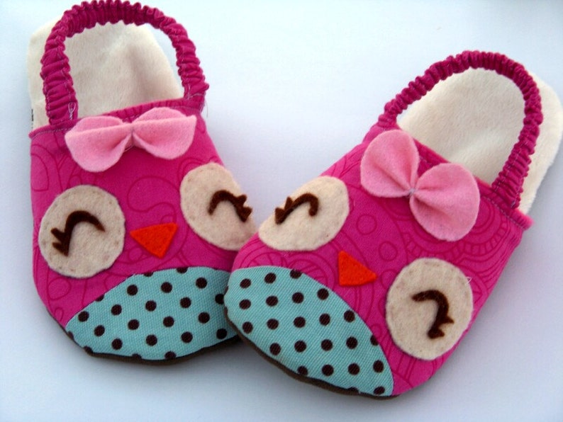 Owl Sewing Pattern Slippers for children PDF DOWNLOAD Size 6-12 1/2 USA/Canadian Approximately age 24 months-5 years old image 3