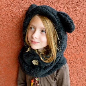 Children's Sewing Patterns, Hoodie with Ears Sewing Pattern, Animal Hoodie, Winter Fleece Animal Hat Pattern, Girls Hat Pattern, Boy Pattern image 4