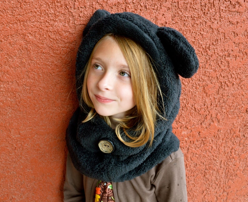 Children's Sewing Patterns, Hoodie with Ears Sewing Pattern, Animal Hoodie, Winter Fleece Animal Hat Pattern, Girls Hat Pattern, Boy Pattern image 4