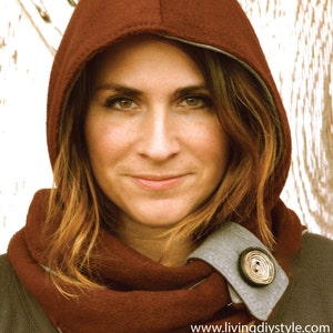 Women&#39;s Hooded Infinity Scarf Pattern, Fleece Hoodie Pattern, Winter Hood Pattern, PDF Sewing Pattern