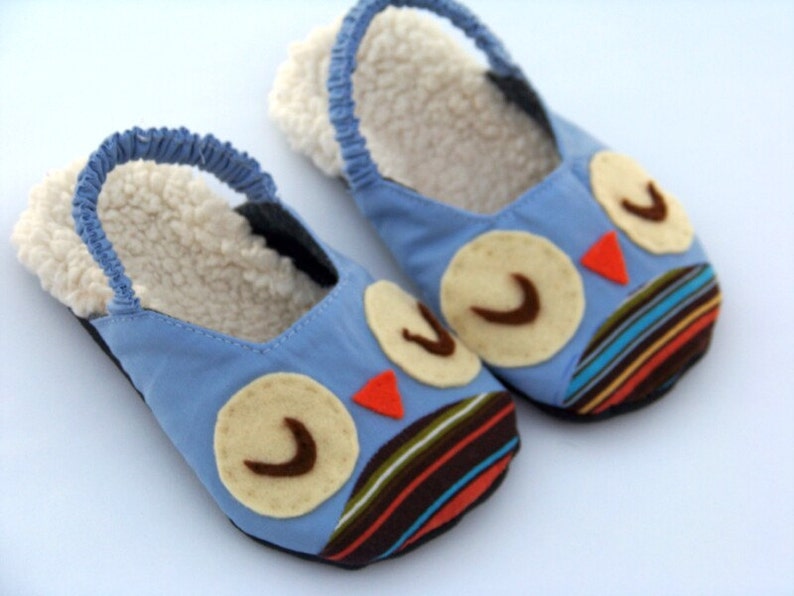 Owl Sewing Pattern Slippers for children PDF DOWNLOAD Size 6-12 1/2 USA/Canadian Approximately age 24 months-5 years old image 2