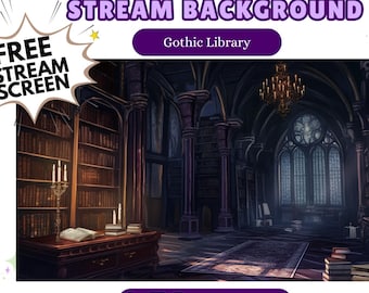 Fondo de transmisión de biblioteca gótica: acogedor fondo de Twitch para VTuber