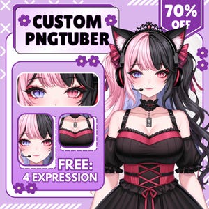 カスタムPNGTuberモデル | ストリーマーとVTuber向けのかわいいPNGTuberキャラクターデザイン | アニメアバターコミッション