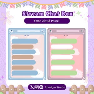 Cloud Pastel Twitch Chatbox, Cute Chat Box Streamers, Chat Box Overlay, Chat box widget, Stream Chatbox, Stream Asset, Chatbox Frame