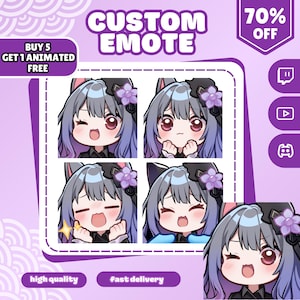 Custom Twitch Emotes Or Kick Emotes | Animated Emotes | Chibi anime style | Twitch Sub Emotes, Emoji for streamer Twitch, Facebook, Discord