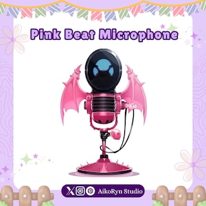 Pink Beat Vtuber Asset Microphone - Vtuber Microphone - Gothic Microphone - PNGTuber Asset
