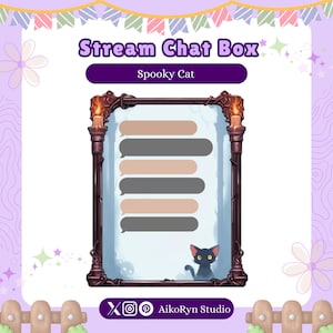 Spooky Cat Twitch Chatbox, Cute Chat Box Streamers, Chat Box Overlay, Chat box widget, Stream Chatbox, Chatbox Frame, Halloween Gift