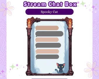 Spooky Cat Twitch Chatbox, Cute Chat Box Streamers, Chat Box Overlay, Chat box widget, Stream Chatbox, Chatbox Frame, Halloween Gift