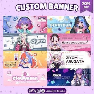 Custom Anime Kawaii Twitch Banner: Streaming Overlay