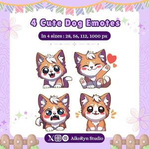 Chibi Cute Dog Cat Twitch Emote Pack 4x, Twitch Emotes, Emoji Emote Pack, Animal Emotes, Streamer Emotes, Discord Emote, Sticker Emotes