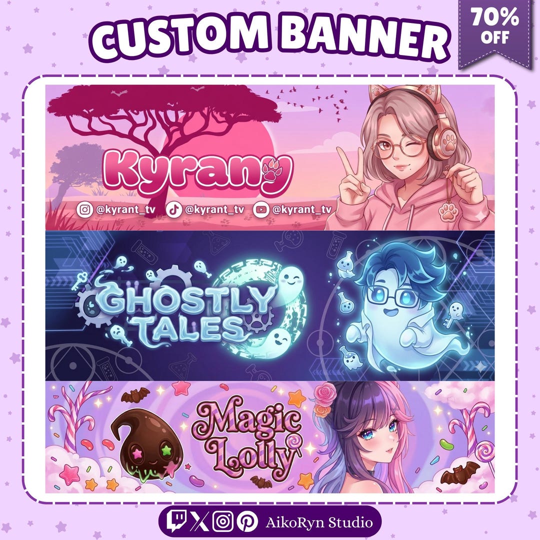Custom Anime Kawaii Twitch Banner: Streaming Overlay - Etsy