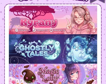 Custom Anime Kawaii Twitch Banner: Streaming Overlay