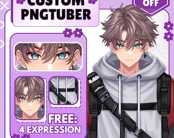Custom Anime PNGTuber Model: Male/Female Character Commission