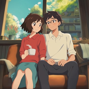 Niestandardowa sztuka w stylu Ghibli | Portrety anime dla par | Rodziny i zwierzęta | Anime ze zdjęcia | Spersonalizowane anime | Prezent na Dzień Ojca