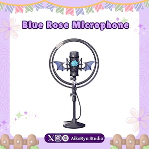 Blue Rose Vtuber Asset Microphone - Vtuber Microphone - Gothic Microphone - PNGTuber Asset