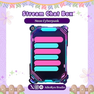 Neon Cyberpunk Stream Chat Box Overlay (Instant Download)