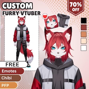 Aangepast harig VTuber Live2D-model | Harige VTuber | VTuber-personage | VTuber-model | VTuber-commissie | Live2D| Fursona | Antraciet
