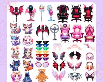 Custom Vtuber Assets: Animated Pet, Hand, Chair, Wing Accessories