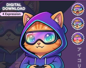 Gamer Cat PNGTuber / Cat Twitch Avatar / PNGTuber reattivo alla voce / Risorse Vtuber / Pronto all'uso per OBS