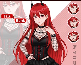 Gotisch anime-pngTuber-model | Vooraf gemaakte Vtuber Twitch-avatar