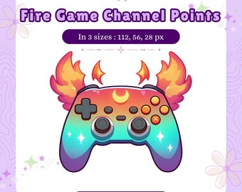 Fire Game Channel Points Icon | Kawaii Twitch Channel Point | Cute Flame Controller Icon | Streaming Asset PNG | Twitch Overlay Add-On