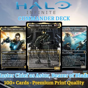Deck Commandant Halo Infinite • Deck de procuration Mtg sur le thème de Halo Infinite • Armure Halo • Boîte de deck Mtg • Carte proxy personnalisée • Cartes de procuration MTG • Deck Edh