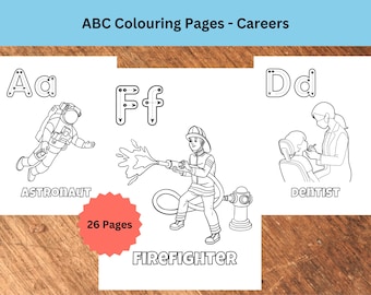 ABC Jobs Colouring Pages | Career-Themed Alphabet Tracing & Colouring Book | Educational A-Z Printables | Instant Download