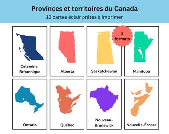 French Canadian Provinces Flash Cards: Educational Geography Printable (PDF Download)