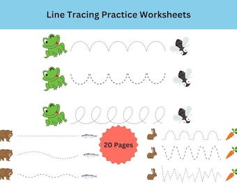 Preschool Line Tracing Worksheets: Fruits, Vegetables, Animals (PDF)