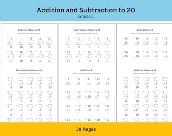 Grade 1 Math Worksheets: Addition & Subtraction to 20 (PDF)