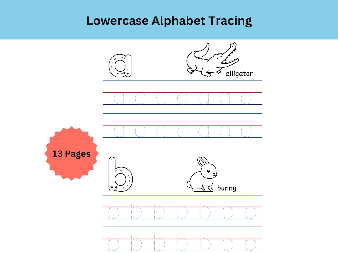 Animal Alphabet Tracing Worksheets: Lowercase Handwriting Practice (PDF ...