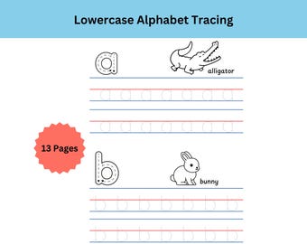Animal Alphabet Tracing Worksheets: Lowercase Handwriting Practice (PDF)