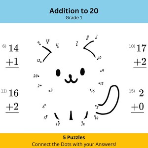 Grade 1 Math Addition & Connect the Dots Worksheets (digital Download ...
