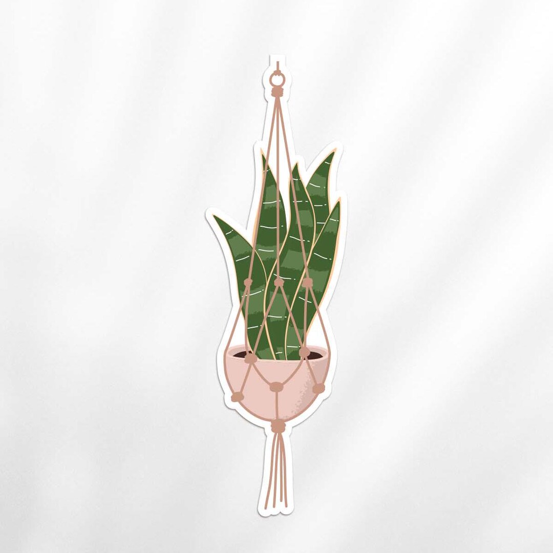 Snake Plant Macrame Vinyl Sticker, Waterproof - Etsy