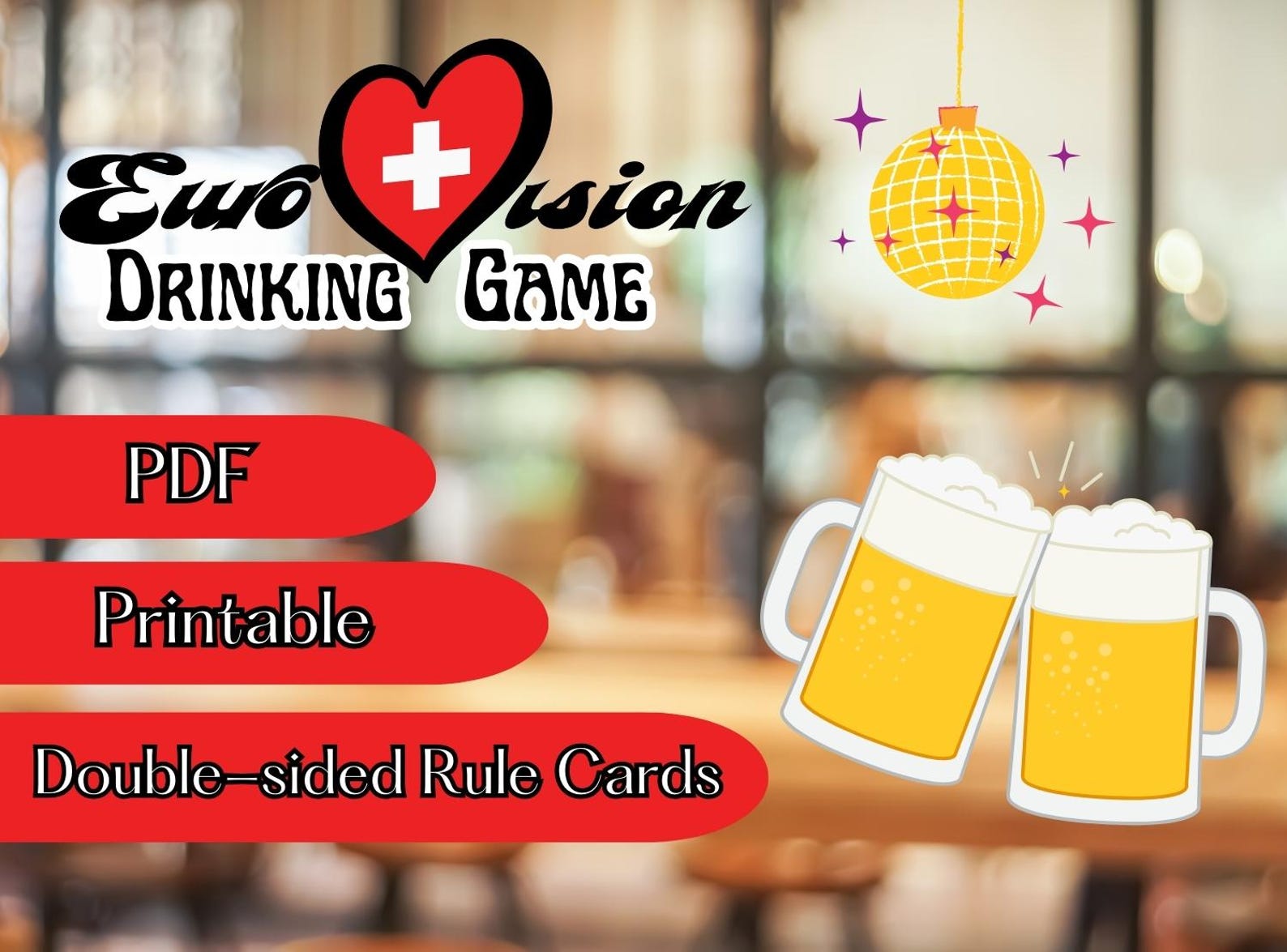 Eurovision Drinking Game - Printable PDF | Drinking Game Cards | Fun ...