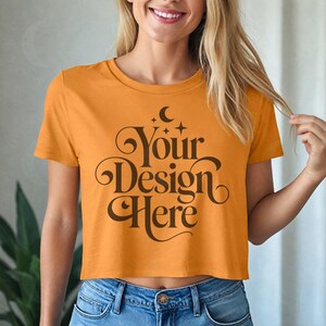 Antique Gold Next Level 5080 Mockup Cropped T-shirt Mock up NL 5080 Gold Mock-up NL5080 Crop Tee Women&#39;s Festival Crop Top POD Mock
