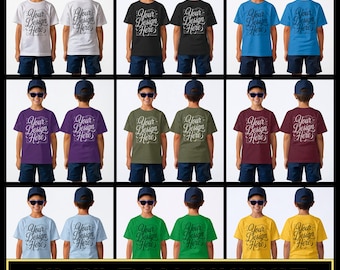 Gildan 64000B T-Shirt Mockup Bundle G64000B Boy Model Mockups G 64000B Kids Tshirt Mock-up 64000B Front and Back POD Mocks