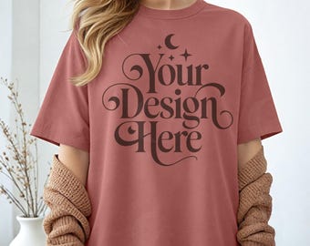 Kreuzkümmel Komfort Farben 1717 Tshirt Mockup C 1717 Kümmel Shirt Mockup CC1717 Ästhetik Boho Modell Mockup Komfort Farbe C1717 Tee POD Mocks