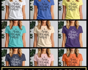 Bella Canvas 6004 Bundle Mockup Frauen Lieblings-T-Shirt Mockup BC6004 Set Mock-up BC 6004 Damen T-Shirt Mocks Bella Tshirt Bundle POD Mockups