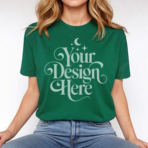 Kelly Bella Canvas 3001 Shirt Mockup Kelly BC3001 Shirt Mock-up Bella Tee 3001 Women Model Tshirt Display Mockups BC Simple Casual Mocks
