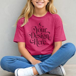 Berry Bella Canvas 3001Y Shirt Mockup Kids Berry Tshirt Mock up Youth T-shirt Mock-up BC 3001Y Youth Mocks Child Tee Mockups