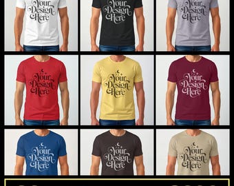Next Level 3600 Bundle Mockup Unisex Cotton Crew Tee Set Mockups NL 3600 Men Model Mock-up NL3600 Bundle Mock up Print On Demand Display