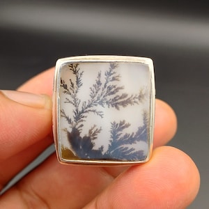 Handmade Dendritic Agate Silver Ring