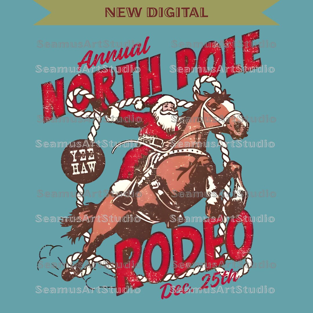 North Pole Rodeo Crewneck Png, Retro Howdy Christmas Png, Trendy Grunge ...