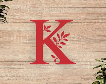 Personalized Wooden Initial Wall Letter Custom Botanical Monogram Decor Nursery Sign Wedding Gift Floral Letter Sign Baby Shower Gift Home