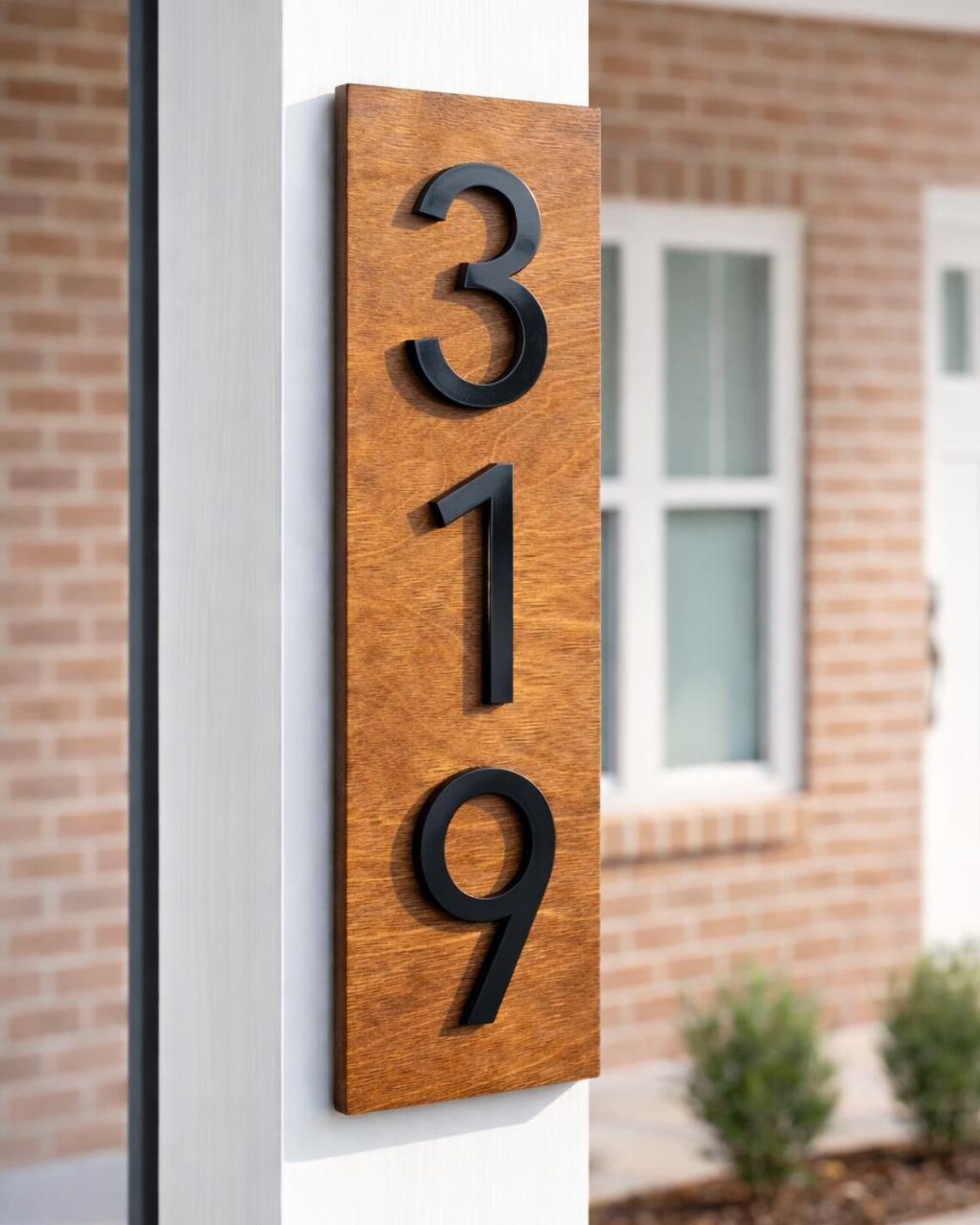 Numbers Sign 920 Vertical House Number Sign Modern Wood Address Plaque With Raised Black ...