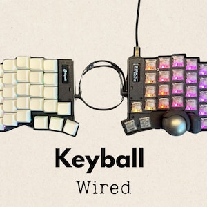Keyball spilt keyboard, Pre-built Kit w/o switches, keycap, trackball, 39/44/61 keys, choc/MX, wired, wireless, Black, ZMK pre-flashed