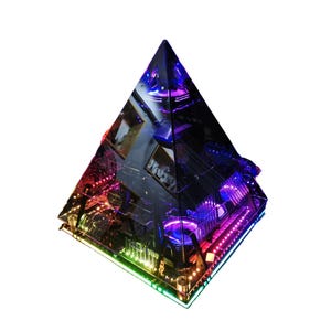 Gabinete Pyramid eATX, mini-ITX, gabinete de torre super legal para computador, gabinete para PC, acrílico transparente, achado raro, futurista exclusivo, desktop, jogo